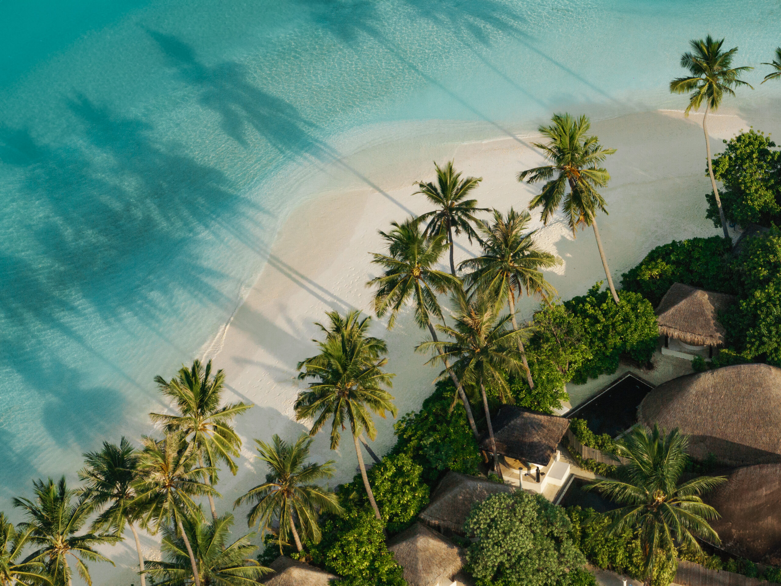 Maldives luxury resort aerial island view